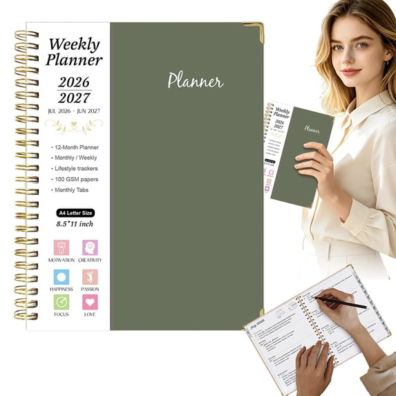2026-2027 Weekly Monthly Planner, A4 Spiral Bound Agenda Book, Daily Task Organizer Notebook, Calendar Planner, Monthly Tab Scheduling Journal, Productivity Planning Notebook, Teacher Planner