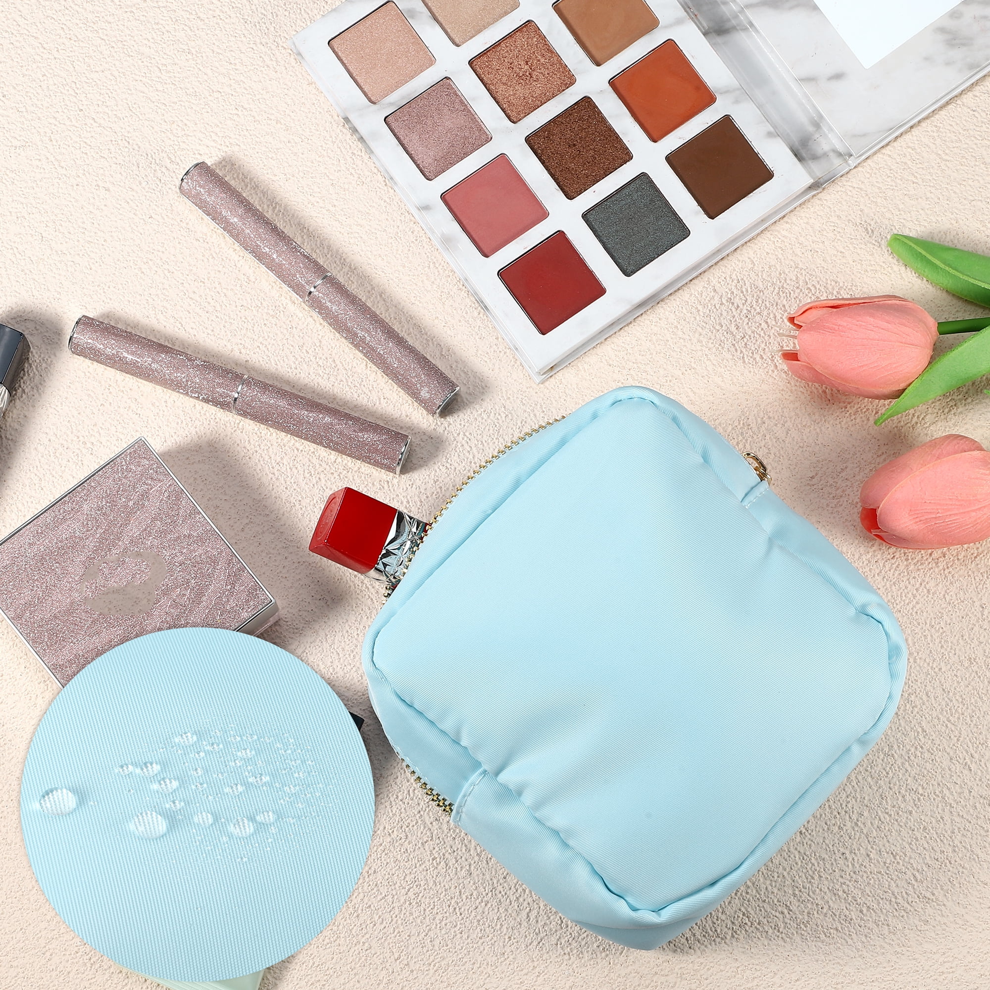 Unique Bargains 1 Pc Women Waterproof Makeup Bag for Business Travel Vacation Camping Blue
