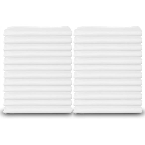 White Classic Standard Size White Pillow Case Set, 200-Thread Count Heavy Weight, Cotton-Poly Lot of White Pillow Cases, Bed Hospital Cotton Standard Pillow Cases | 24 Pack