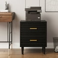 thumbnail image 3 of Black Nightstand With Charging Station, Mid Century Modern Night Stands For Bedroom Bedside Table, Fluted Nightstand With Charger Station, 19" Modern Side Table With Outlets And Usb C Port, 2 Drawers, 3 of 8