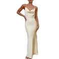 thumbnail image 1 of Faithtur Robe Longue Moulante pour Femmes Couleur Unie Bretelles Spaghetti Col Bénitier Robe Sans Manches Été Dos Nu Cami Robe, 1 of 9