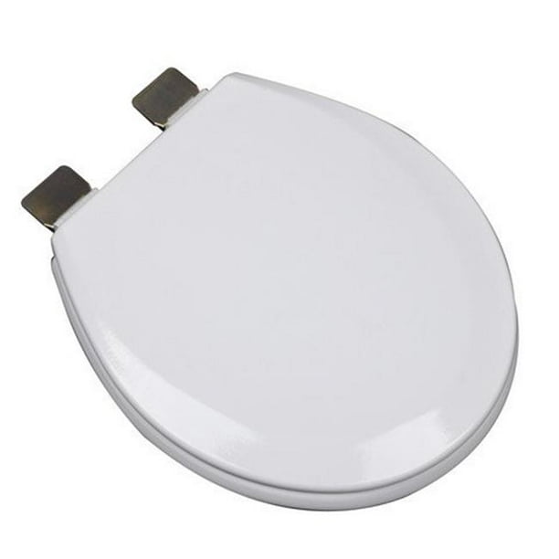 Premium Molded Round Front Wood Toilet Seat with Antique Brass Hinge