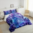 thumbnail image 3 of Manfei Cute Mermaid Princess Queen Comforter Set,Watercolor Magic Animal Bedding Sets,Purple Blue Bedding Comforter Set For Girls Kids,Ultra Soft Home Decor Reversible,3-Piece, 3 of 8