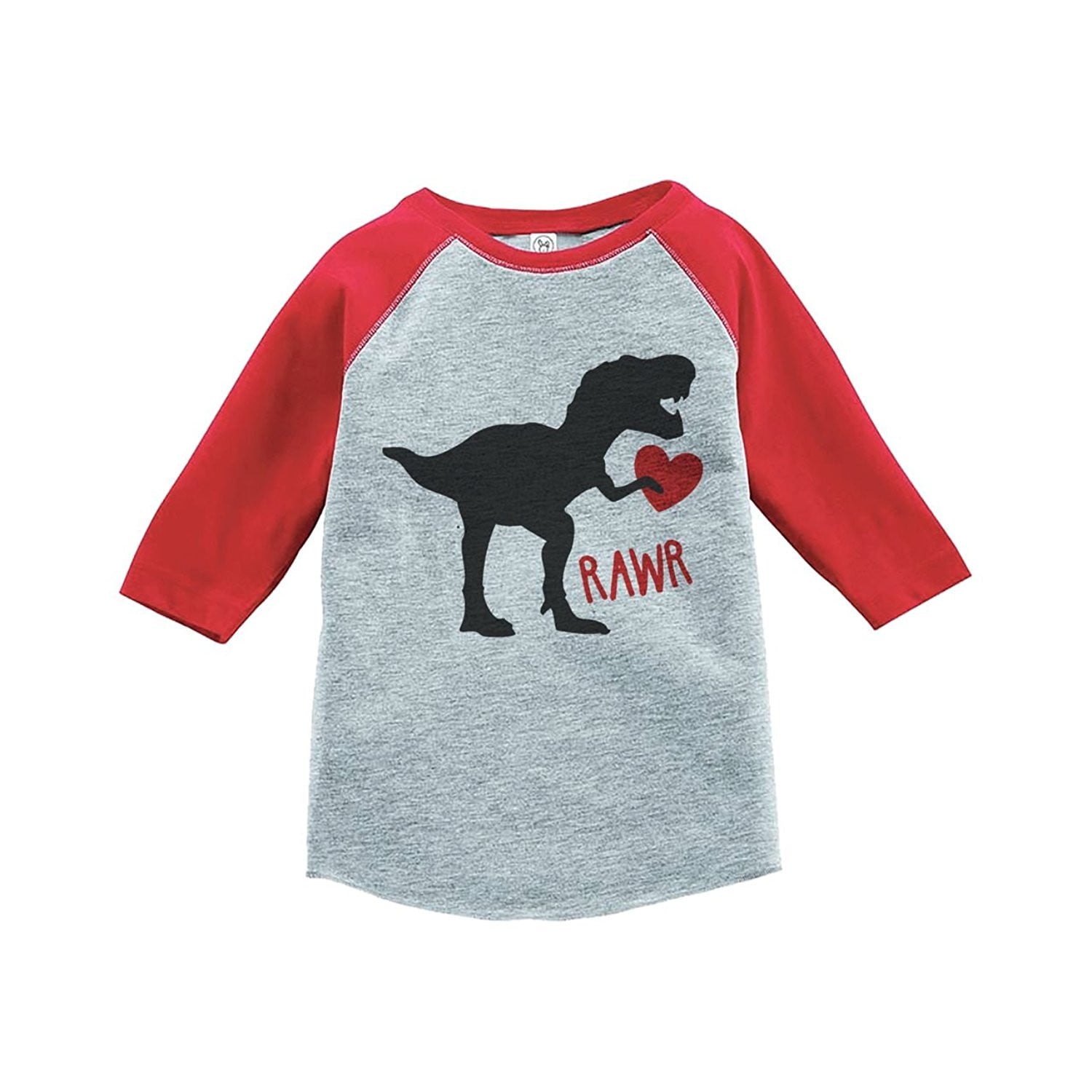 7 ate 9 Apparel Girls Valentines Day Unicorn Red Baseball Tee