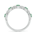 thumbnail image 2 of ANGARA Natural Art Deco Style Emerald Scalloped Anniversary Ring in 14K White Gold for Women (Size-2.4mm) | May Birthstone, Birthday, Anniversary, Jewelry Gift for Women | Natural Emerald Ring, 2 of 9