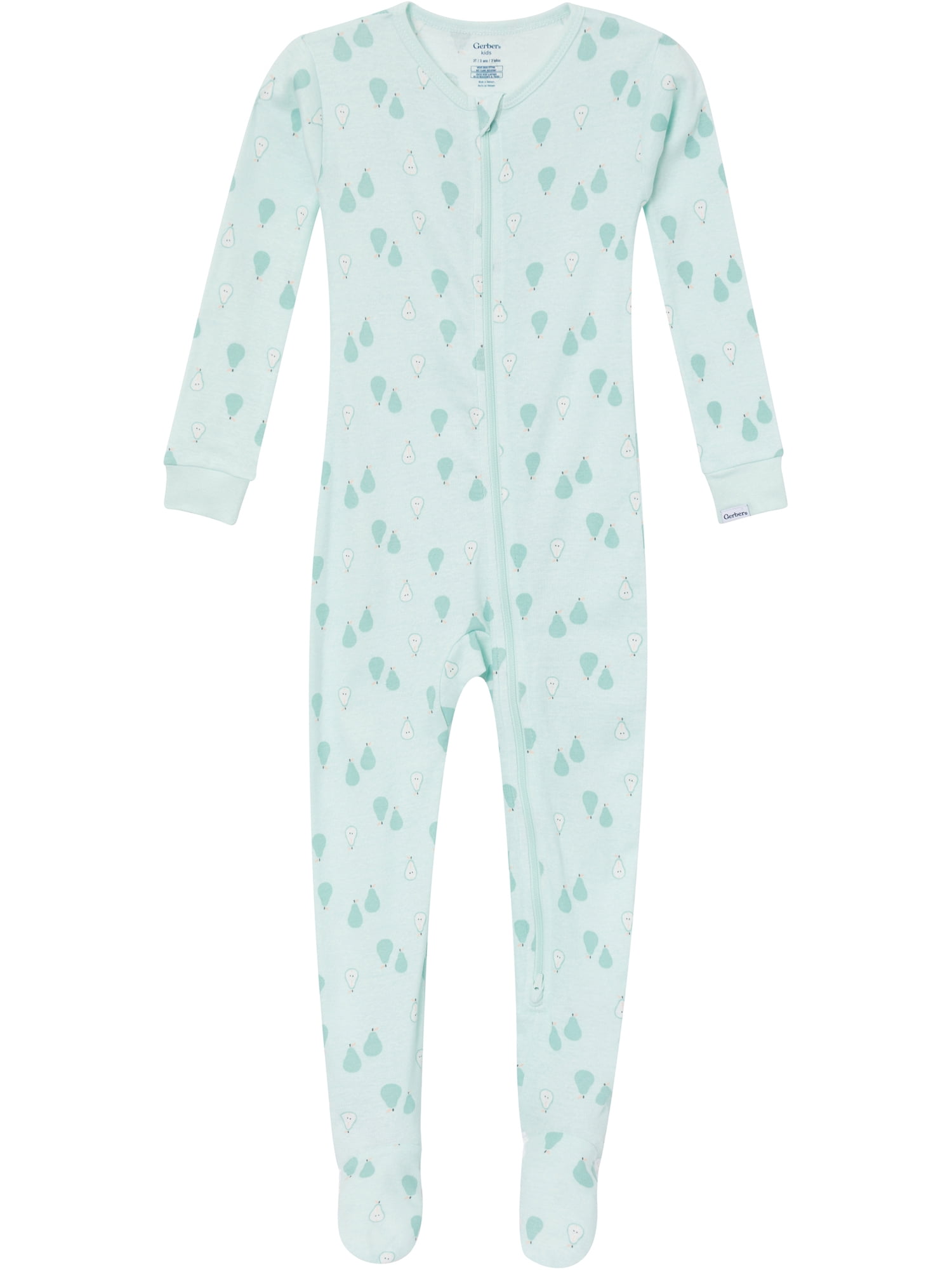 Gerber Baby and Toddler Neutral Tight Fitting Footed 2-Way Zipper Unionsuits, 2-Pack, Sizes 0/3 Months - 5T