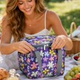 thumbnail image 5 of Insulated Tote Bag | Leak Proof Reusable Lunch Bag | Purple Tropical Pattern Bag for Work Picnic Beach | Great Holiday Gift, 5 of 6