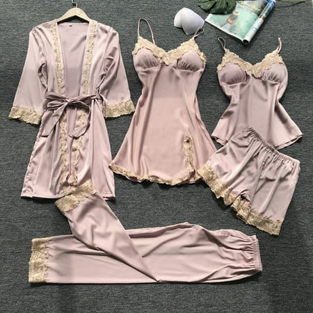 

Female Pajamas Set 5pcs Sleepwear Lace Comfortable Sleepwear Loungewear