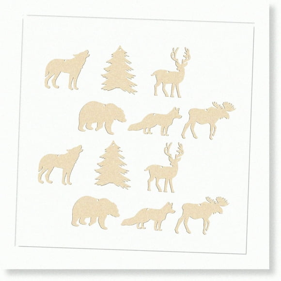 Wildlife Woodcrafts: 30pcs DIY Animal Wood Slices - Elk, Fox, Wolf. Unleash Your Creativity with Unfinished Wooden Cutouts for Xmas Tree Hanging Ornament Decoration & Arts Projects