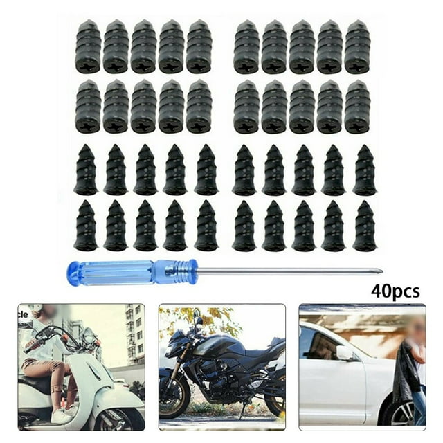 Yimiti 40Pcs Car Vacuum Tire Tubeless Tyre Puncture Repair Rubber Screw Nails Kit Set