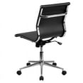thumbnail image 5 of Mid-Back Armless Black Ribbed LeatherSoft Swivel Conference Office Chair, 5 of 9