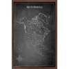 Chalk Map - North America Wall Poster, 14.725" x 22.375", Framed