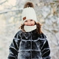thumbnail image 5 of Baby Winter Beanie Hat Scarf Glove Set Knitted Beanie Cap Pom Pom Neck Warmer Scarf and Mitten Gloves Fleece Lined for Kids Baby Toddler, White, 5 of 5