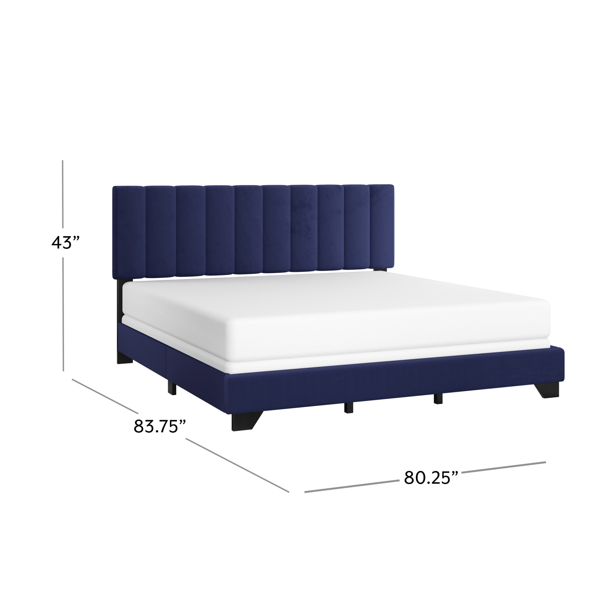 Reece Channel Stitched Upholstered King Bed, Sapphire, by Hillsdale Living Essentials - image 4 of 17