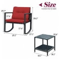 thumbnail image 2 of Topcobe Cushioned Patio Rattan Seating Rocking Chair Glass Table Set 3 Pieces with Steel Frame Furniture, Black, 2 of 7