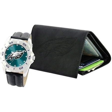 Game Time NFL Men's Philadelphia Eagles Watch and Tri-Fold Wallet Set, Black