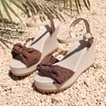 thumbnail image 6 of CYMMPU Women's Bow Decor Ankle Strap Wedge Sandals, Open Toe Platform Espadrille Heels, Comfort Summer Casual Dress Shoes for Beach Travel Coffee 37, 6 of 9