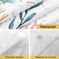 thumbnail image 4 of No Hook Shower Curtains with Snap-in Liner Set, Nautical Coastal Waterproof Hotel Style Bathroom Shower Curtain, Summer Sea Corals Shells Starfish Green Plaid Mesh Top Bath Curtains 72''x84'', 4 of 9