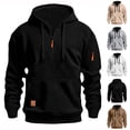 thumbnail image 6 of Chiccall Mens Hoodie with Zipper Pocket Drawstring Quarter Zip Long Sleeve Hooded Sweatshirts Casual Athletic Sweatshirts, 6 of 6
