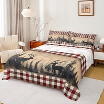 Feelyou Jungle Deer Moose Bed Sheets for Men, Tree Botanical PLant King Sheets, Tribal Texas Stars Sheet Set, Breathable Home Decor, 4pcs