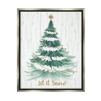 Stupell Industries Let it Snow Rustic Tree Holiday Painting Gray Floater Framed Canvas Art Print Wall Art, 17 x 21