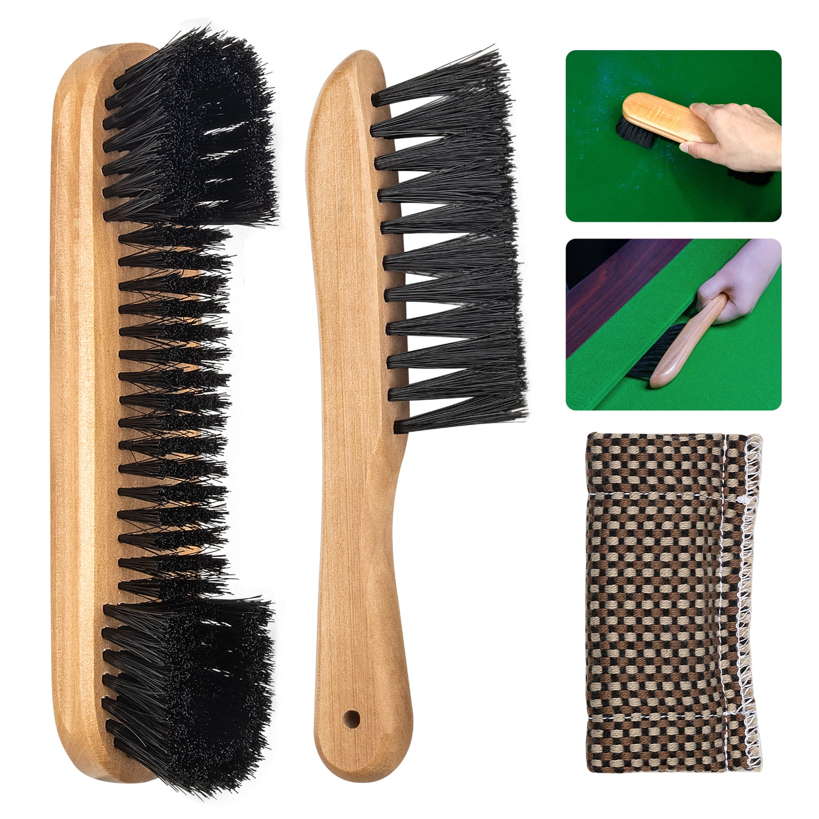 Adhafera Pool Table Brush Set with 3 Tools, Brushes Made of Pure Solid