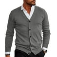 thumbnail image 2 of Zimjoy Mens Cardigan Sweaters Casual Button Up V Neck Sweaters Long Sleeve Open Front Slim Fit Cardigan Lightweight Fall Clothes with Pocket, Dark Gray 3XL, 2 of 6
