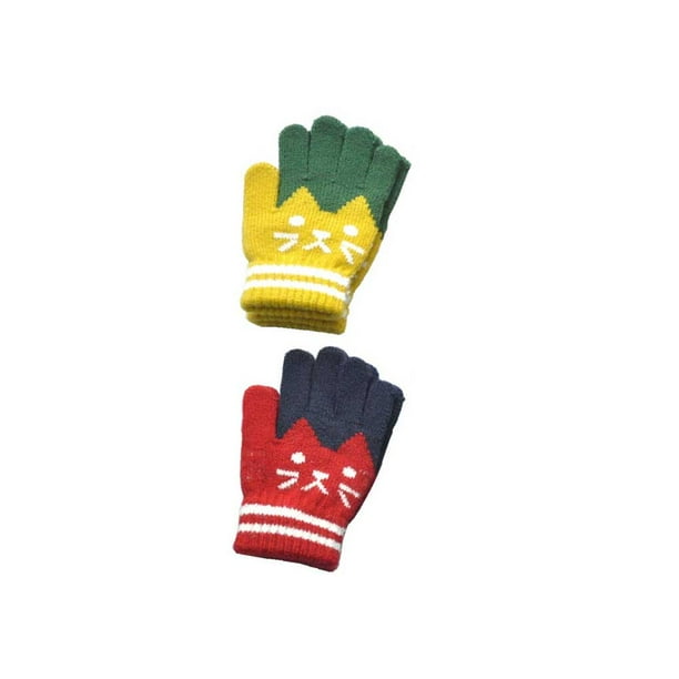 Guantes de dedo completo Minnieouse 2 pares para niños pequeños invierno otoño deportes al aire libre Rojo amarillo