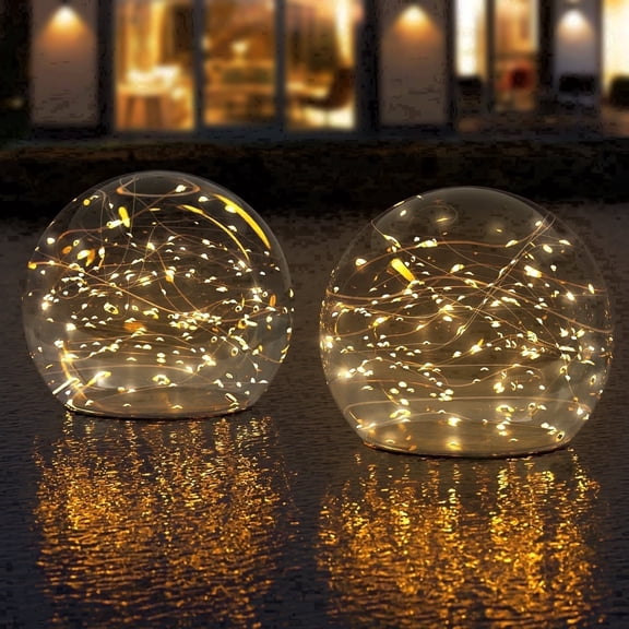 Postlucky Solar Floating Pool Lights with Warm White LED Starlight for Garden/Porch/Pathway/Yards/Summer, 7.4", 2-Pack