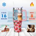 thumbnail image 4 of 40oz Cute Red Strawberry Stainless Steel Flip Straw Tumbler Spill Proof Travel Cup Double Wall Vacuum Insulated Coffee Mug with Top Handle, 4 of 6