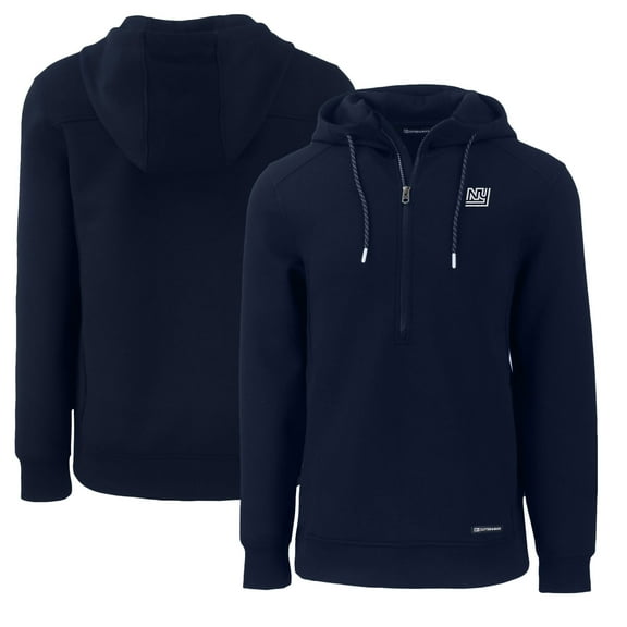 Men's Cutter & Buck Navy New York Giants Throwback Roam Eco Half-Zip Recycled Pullover Hoodie