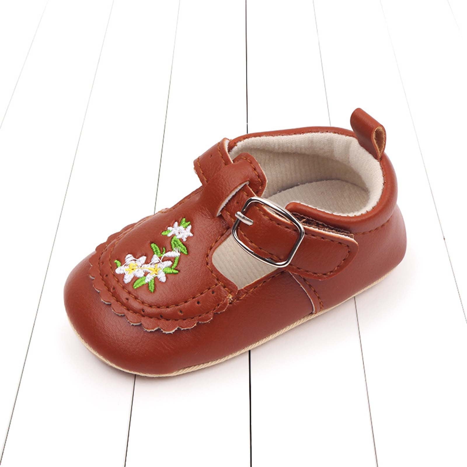 Xfvqtps Baby Girls Walking Shoes Lace Embroidery Flower and Leaf