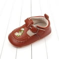 thumbnail image 3 of Xfvqtps Baby Girls Walking Shoes Lace Embroidery Flower and Leaf Soft Non Slip PU Infant Prewalker Summer New Baby Everything Casual Breathable Cute Rubber Soles Baby Toddler Shoes Brown, 3 of 6