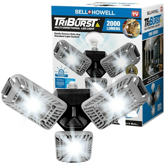 Bell   Howell TriBurst 2000 Lumens, LED Ceiling-Mounted Work Light, Garage Light, Indoor or Outdoor Lighting