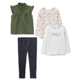 thumbnail image 1 of Conjunto de 4 piezas para niñas Simple Joys by Carter's con estampado floral oliva, talla 2T, 1 of 1