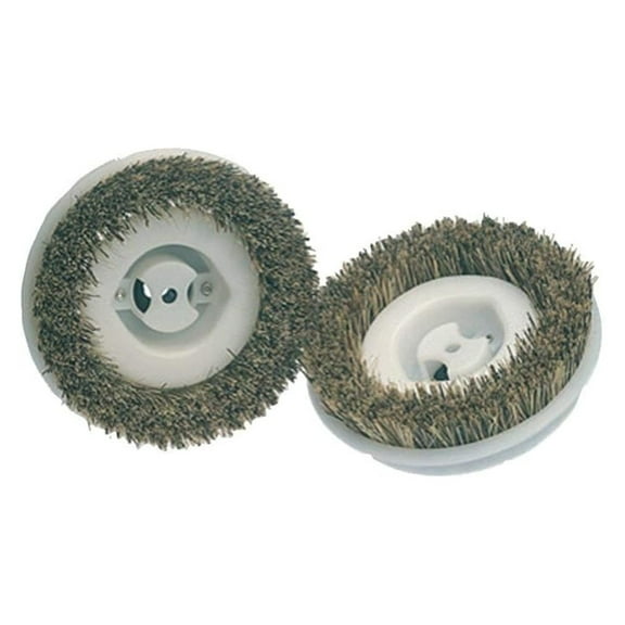 Floor Scrubbing Brushes, Compatible with 12-inch Floor Polisher, Scrub Brushes with Tampico and Cocoa Bristles, 2-Pack, Standard, Beige/White, 9" L x 6" W x 2" H, 45-0134-2