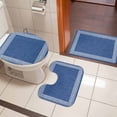 thumbnail image 4 of Dark Blue Retro Greek Key Bath Mat 3 Piece Bathroom Rug Set, Geometric Greece Ancient Rustic Non Slip Bath Rug Contour Mat and Toilet Lid Cover, Absorbent Shower Mats Soft Bath Rugs and Mats Sets, 4 of 8