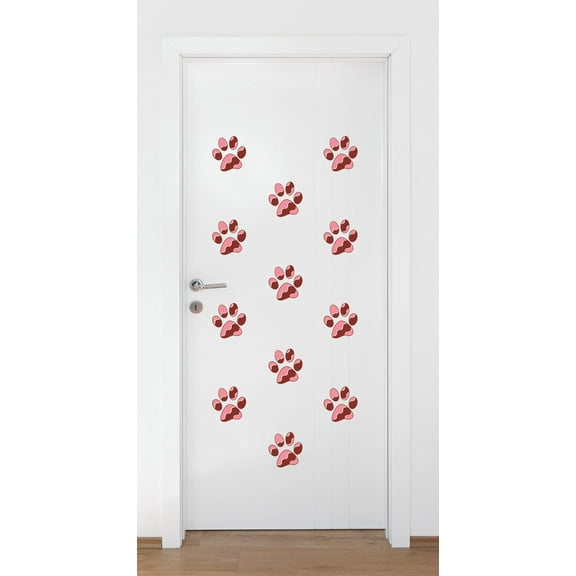 Animal Wall Decal Cute Harmonious Coloured Paw Prints with Wavy lines Pattern Bedroom Wall Decal for Children Dog Cute Themed Room Dcor - Size: 12 In x 9 In