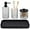 Clear + Matte Black Tray, variant on Bathroom Accessories Set,4 Pcs Amber Glass Bathroom Accessories Sets Complete with Lotion Soap Dispenser,Toothbrush Holder,Qtip Holder Dispenser and Vanity Tray,Bathroom Countertop Vanity Organizer