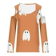 thumbnail image 4 of WREESH Halloween Long Sleeve Tops Women's Fashion Halloween Prints T-Shirt Long Sleeves Blouse Casual Tops Orange, 4 of 5