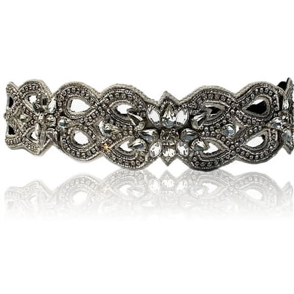 Hand Made Wedding Bridal Crystal Headband with Adjustable Strap. Style Guide Included