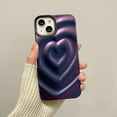 thumbnail image 2 of iPhone 13 Love Heart Case, Fashion Cute Soft Silicone Purple 3D Heart Water Ripple Bling Glitter Shockproof Women Girls Case Cover for iPhone 13, 2 of 14