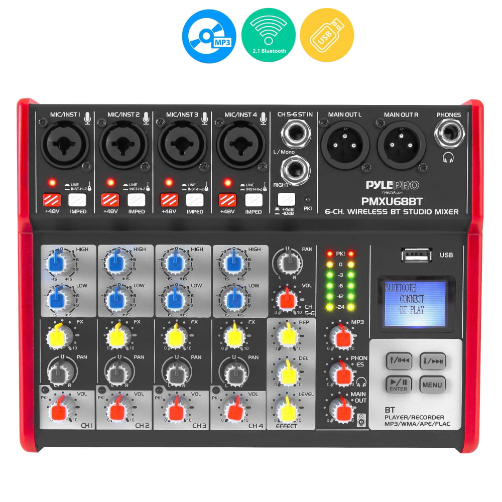 6 Kanal Sound Mixing Mixer USB Audio DJ Konsole Live Musik Mixer Bluetooth 