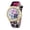 Black, variant on Women's Digital Quartz Watch Faux Leather Wristwatch Gold Edge Diamonds Flower Printed Caseback