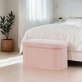 thumbnail image 4 of PINPLUS Storage Ottoman Bench Tufted Oval Ottoman Bench Foot Rest Velvet Bench with Storage 30" Pink, 4 of 6