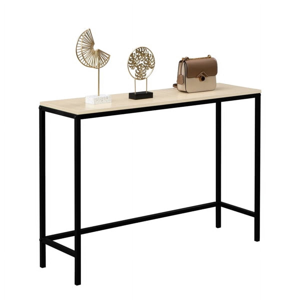 41.34" Industrial Vintage Side Table - Light Walnut MDF & Thickened Metal Frame, 55lb Capacity, Versatile Console Table for Entryway, Hallway, Behind Couch, Bedroom