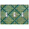 thumbnail image 1 of Metal Light Switch Plate Cover Elegant Green Yellow Diamond Cross Damask DAM091, 1 of 13