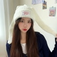 thumbnail image 3 of Kawaii Korean Style Cute LOVERBOY Bunny Long Ears Knitted Beanies Hat for Women Casual Y2K Soft Comfortable Funny Hats Winter Warm Thickened Ear Protection Cold Weather Beanie, 3 of 8