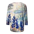 thumbnail image 5 of IROINID Économies T-Shirts à Manches Longues pour Femmes Blouse Imprimée Manches 3/4 Col Rond T-shirt de Détente, Bleu Foncé, 5 of 5
