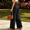 thumbnail image 6 of Hvogkswy Wide Leg Pants Woman Elastic High Waist Drawstring Trousers Side Hollow Cutout Loose Comfy Beach Vacation Long Pants with Pockets, 6 of 7